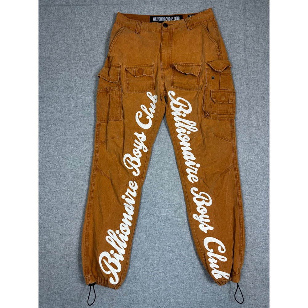 Billionaire Boys Club Equinox Cargo Pants Mens 30 Orange Embroidered Script Logo